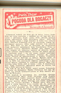 Shaw Pogoda dla bogaczy Powieść Powiesc gazetowa Express Ilustrowany Rich Man Poor Man Beggarman thief Tomaszek wba0427